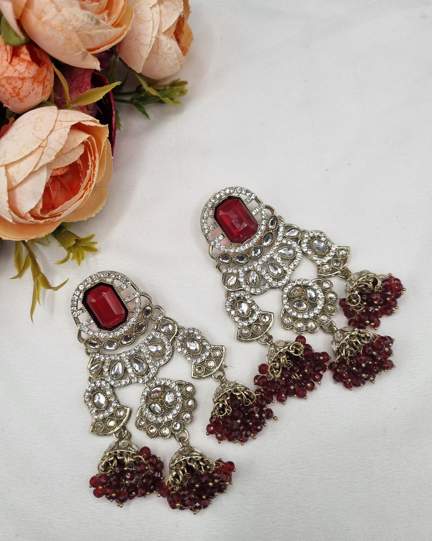 MULTI-JHUMKA STATEMENT CHANDELIER EARRINGS