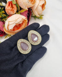 TEARDROP STONE HALO STUD EARRINGS