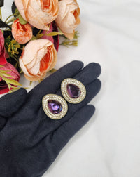 TEARDROP STONE HALO STUD EARRINGS