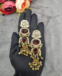 ORNATE MULTI-TIERED STONE & JHUMKA DROP EARRINGS