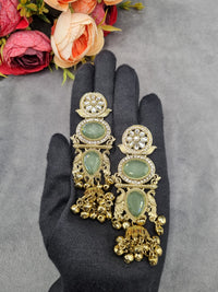 ORNATE MULTI-TIERED STONE & JHUMKA DROP EARRINGS
