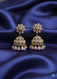 Classic White Pearl Blossom Jhumkas