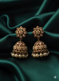 Classic White Pearl Blossom Jhumkas