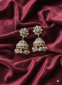 Classic White Pearl Blossom Jhumkas