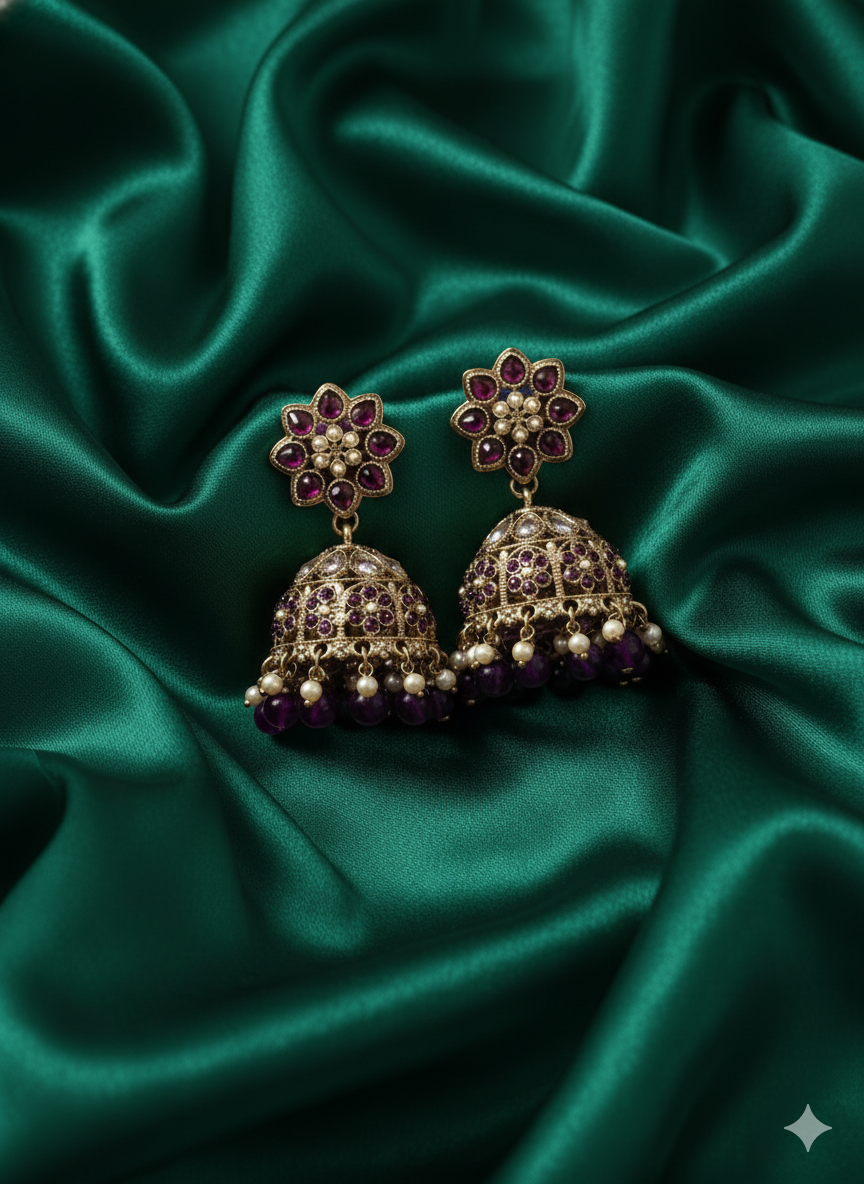 Classic White Pearl Blossom Jhumkas