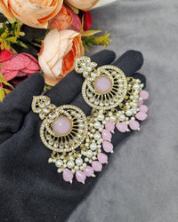 INTRICATE CHANDBALI DROP EARRINGS WITH BEAD CLUSTERS