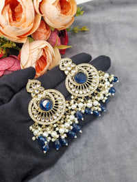 INTRICATE CHANDBALI DROP EARRINGS WITH BEAD CLUSTERS