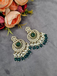 INTRICATE CHANDBALI DROP EARRINGS WITH BEAD CLUSTERS