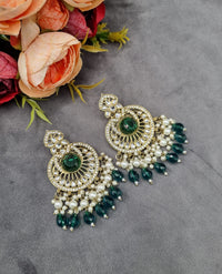 INTRICATE CHANDBALI DROP EARRINGS WITH BEAD CLUSTERS