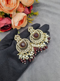INTRICATE CHANDBALI DROP EARRINGS WITH BEAD CLUSTERS