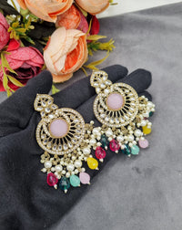 INTRICATE CHANDBALI DROP EARRINGS WITH BEAD CLUSTERS
