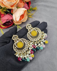 INTRICATE CHANDBALI DROP EARRINGS WITH BEAD CLUSTERS
