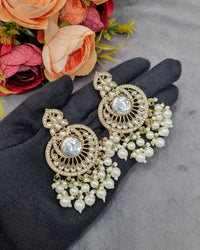 INTRICATE CHANDBALI DROP EARRINGS WITH BEAD CLUSTERS