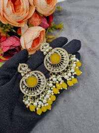 INTRICATE CHANDBALI DROP EARRINGS WITH BEAD CLUSTERS