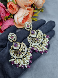 Statement Chandbali Earrings with Pearl & Bead Drops