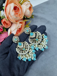 Statement Chandbali Earrings with Pearl & Bead Drops