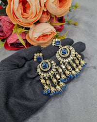GEOMETRIC STONE-STUDDED CHANDBALI STATEMENT EARRINGS