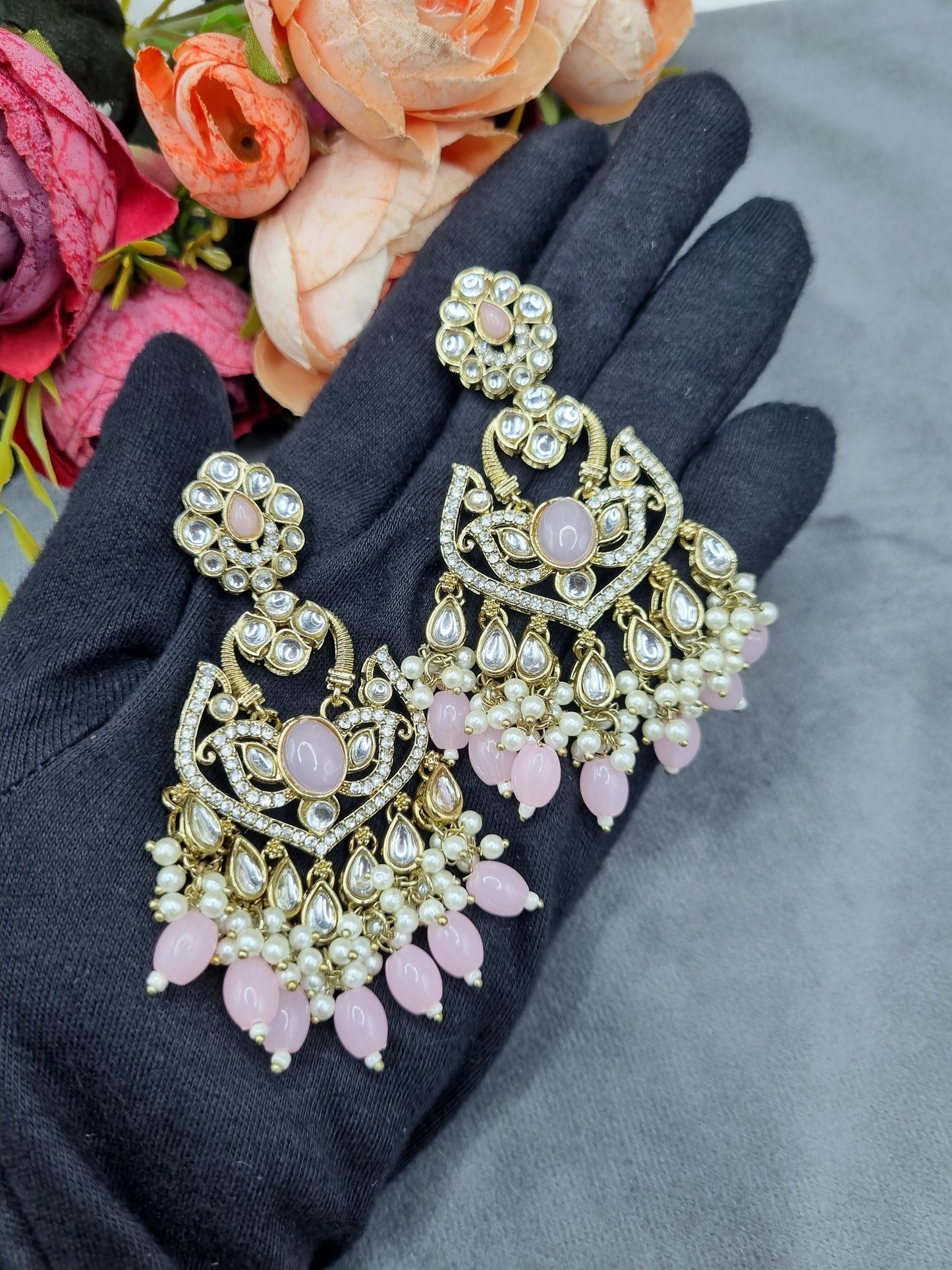 Statement Drop Earrings with Bead & Pearl Fringe