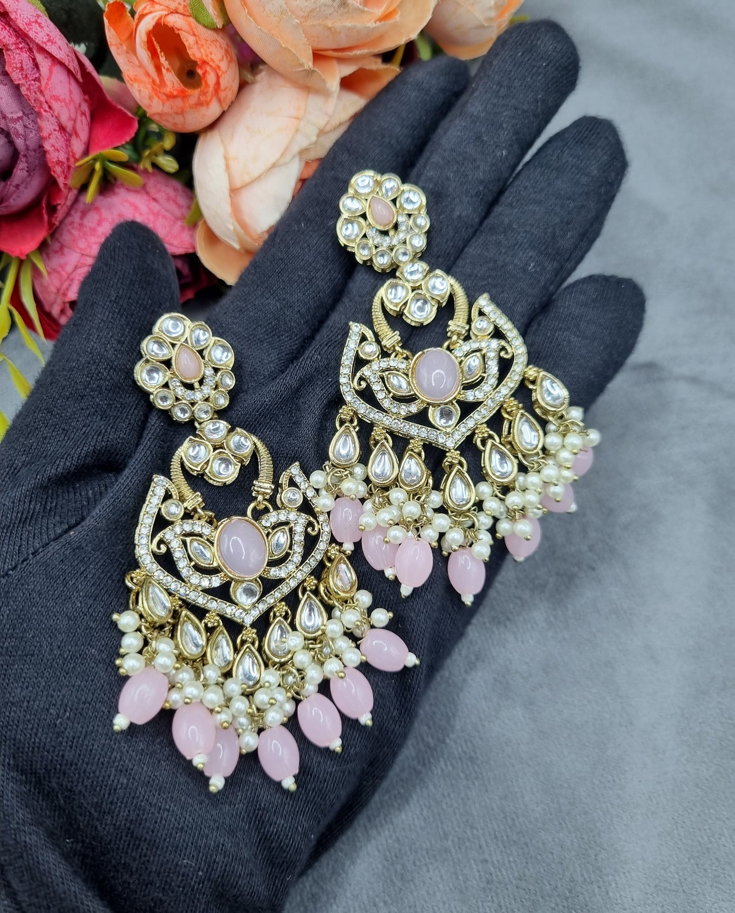 Statement Drop Earrings with Bead & Pearl Fringe