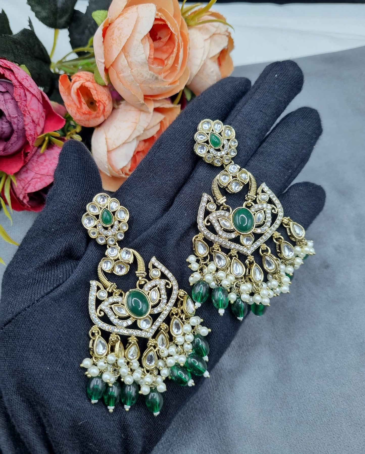 Statement Drop Earrings with Bead & Pearl Fringe
