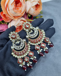 Royal Chandbali Statement Earrings with Meenakari & Pearl Drops