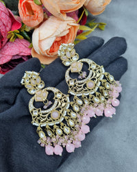 Grand Chandbali Statement Earrings with Bead Droplets
