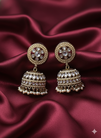 Heritage Antique Gold & Yellow Beads Jhumka
