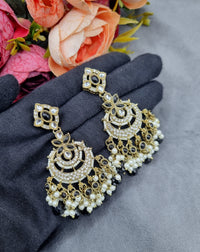 Regal Crescent Earrings with Pearl Drops