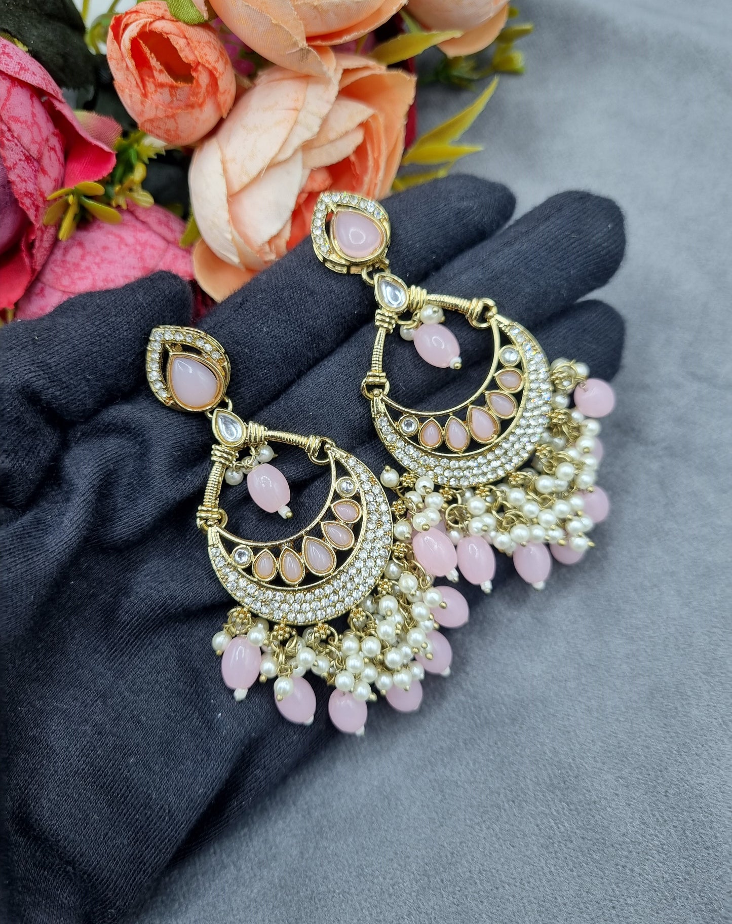 Elegantly Detailed Earrings with Pearl Cluster Fringe