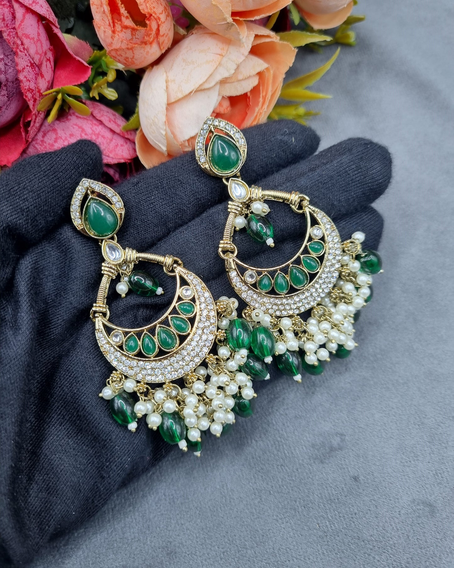 Elegantly Detailed Earrings with Pearl Cluster Fringe