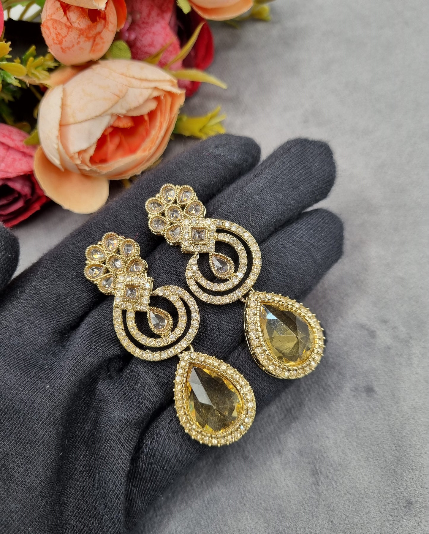 Teardrop Crystal Art Deco Statement Earrings