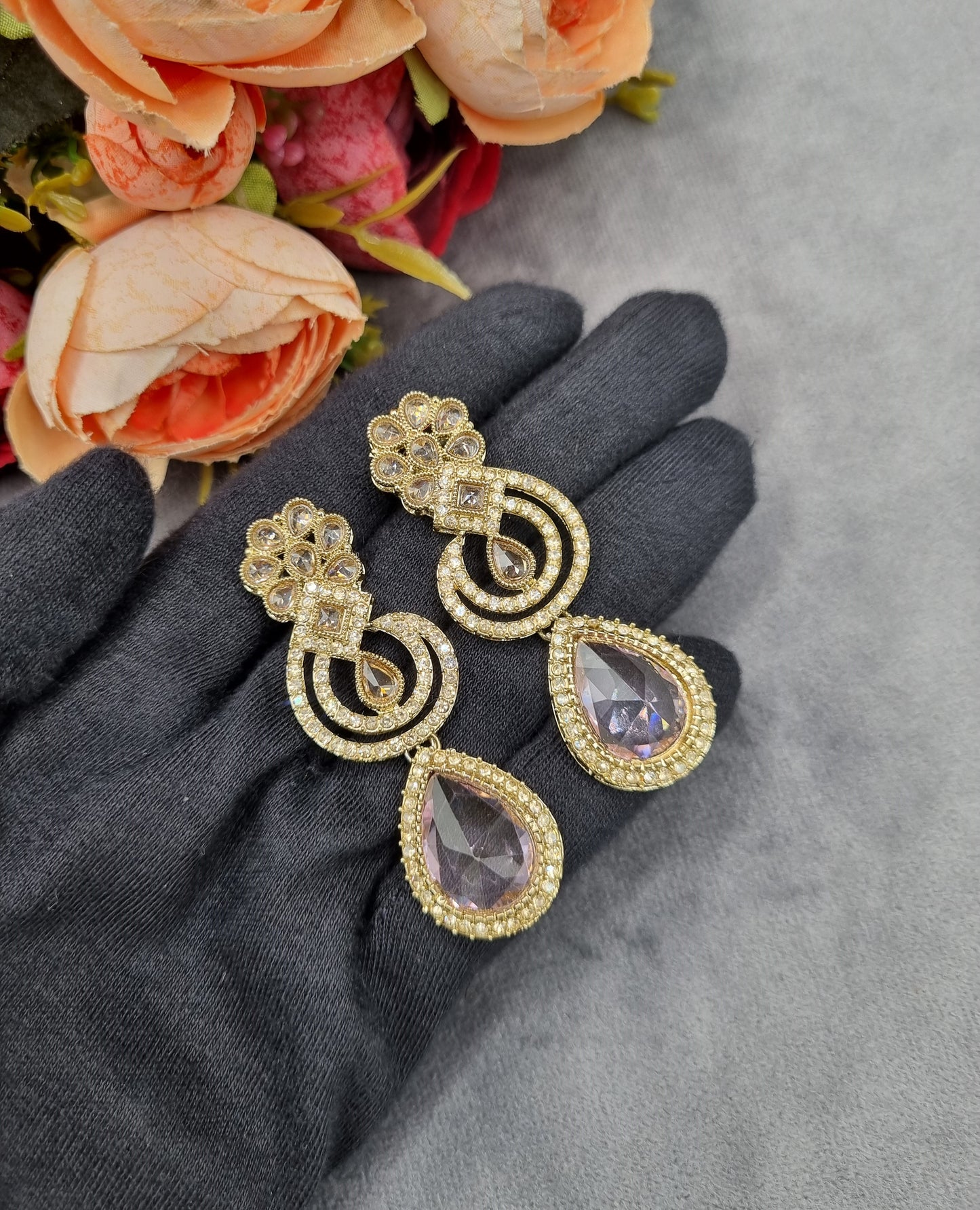 Teardrop Crystal Art Deco Statement Earrings
