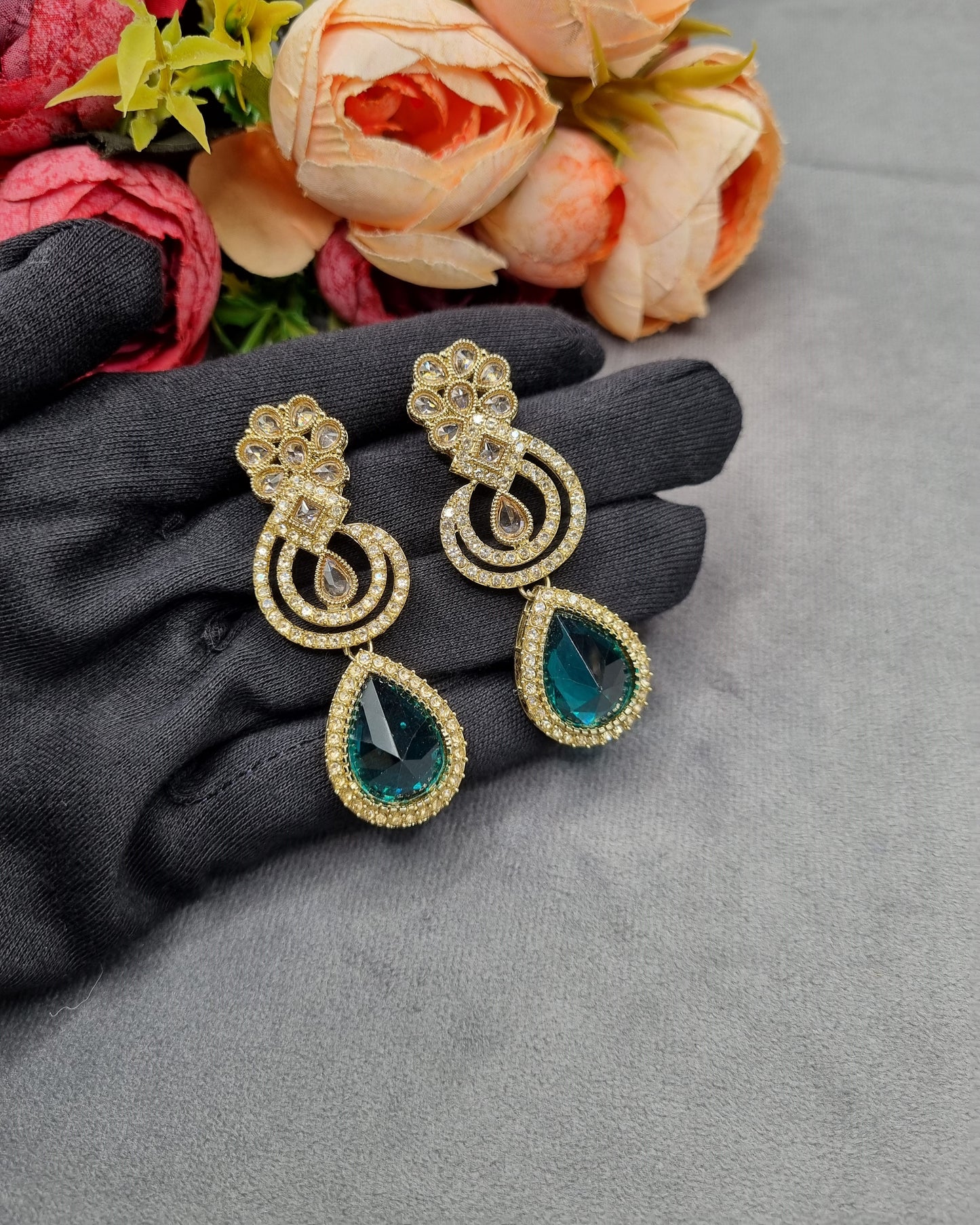 Teardrop Crystal Art Deco Statement Earrings