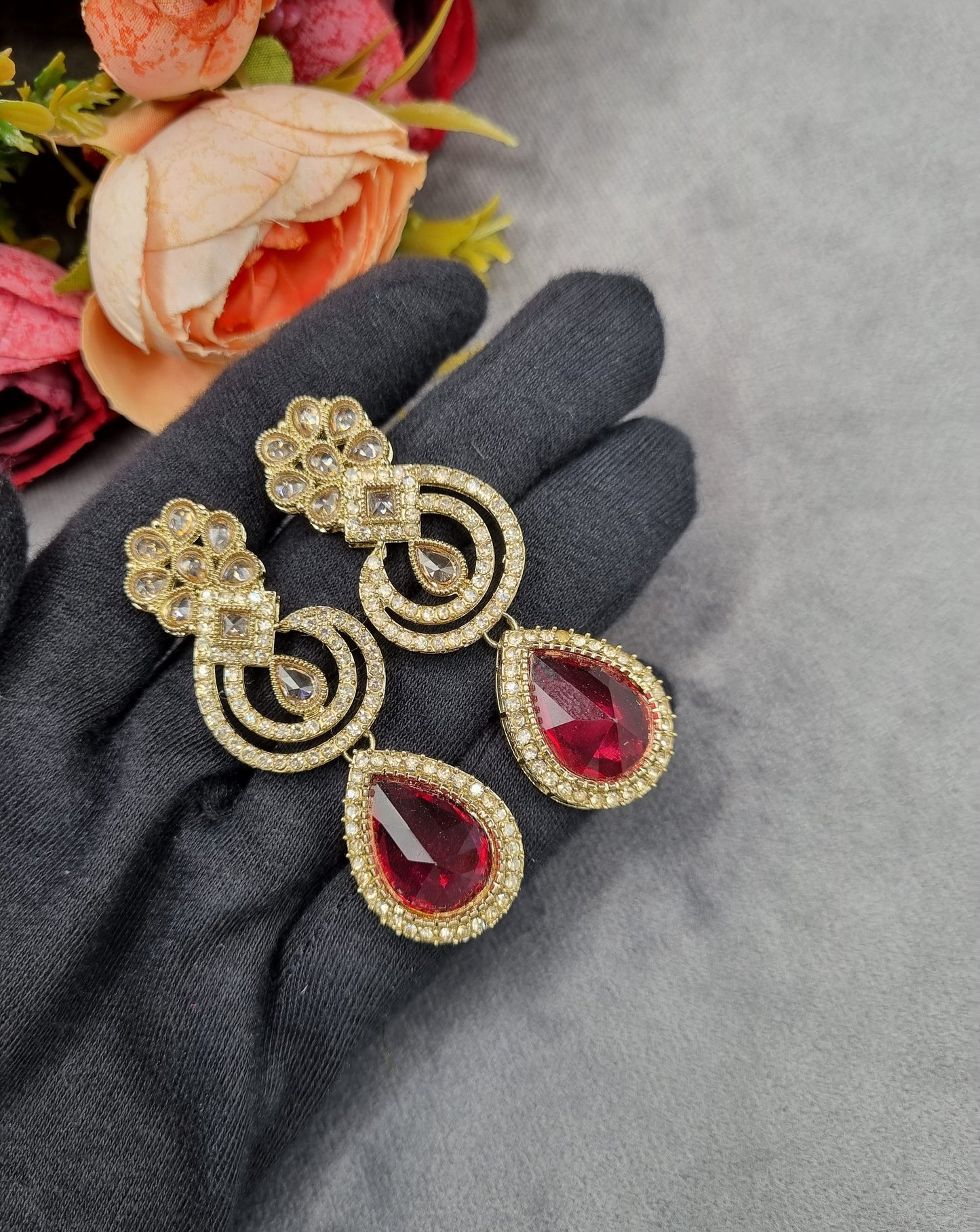 Teardrop Crystal Art Deco Statement Earrings
