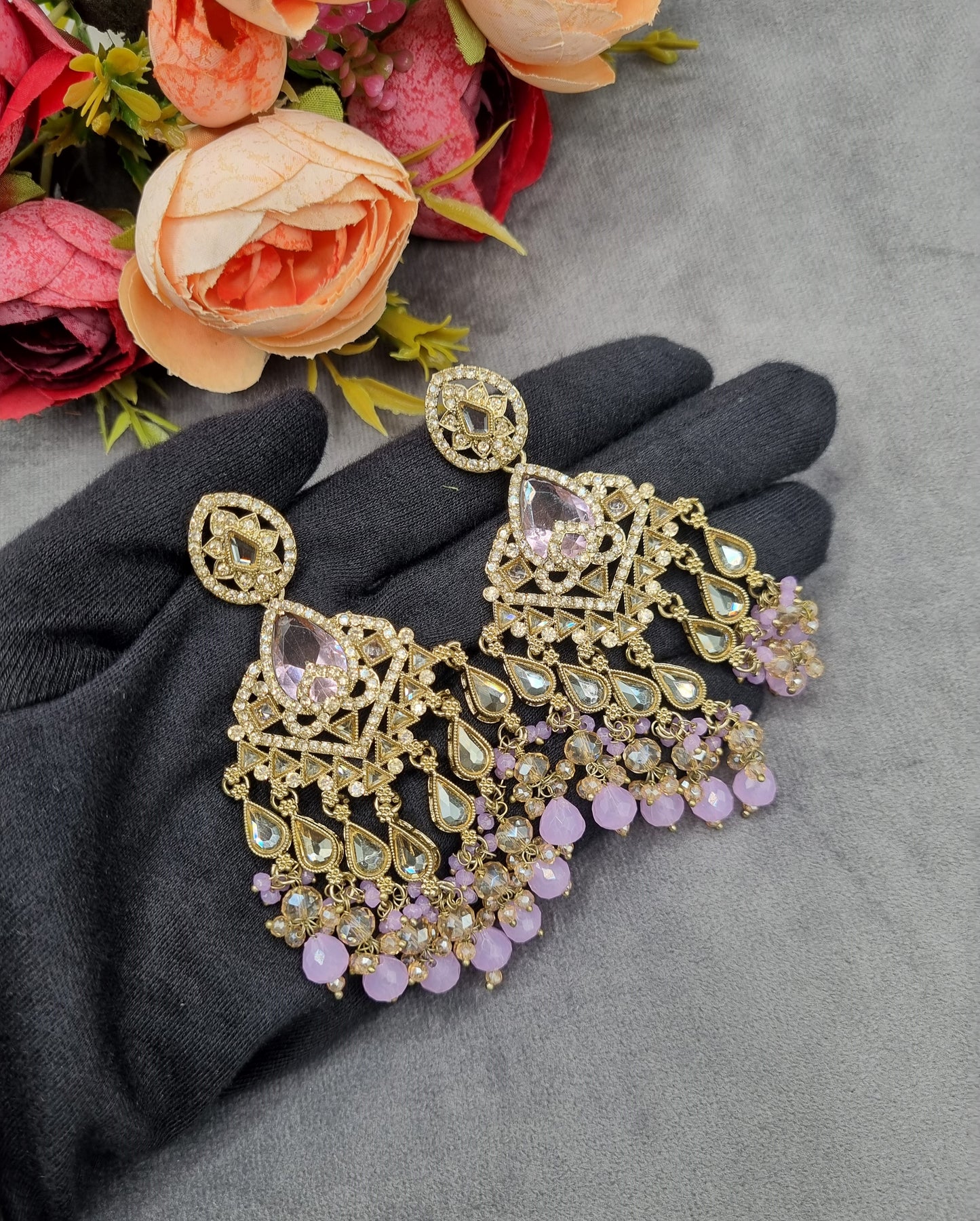 Pearl Cluster Chandelier Statement Earrings