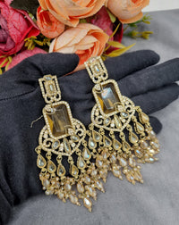 Pearl Fringe Statement Chandelier Earrings