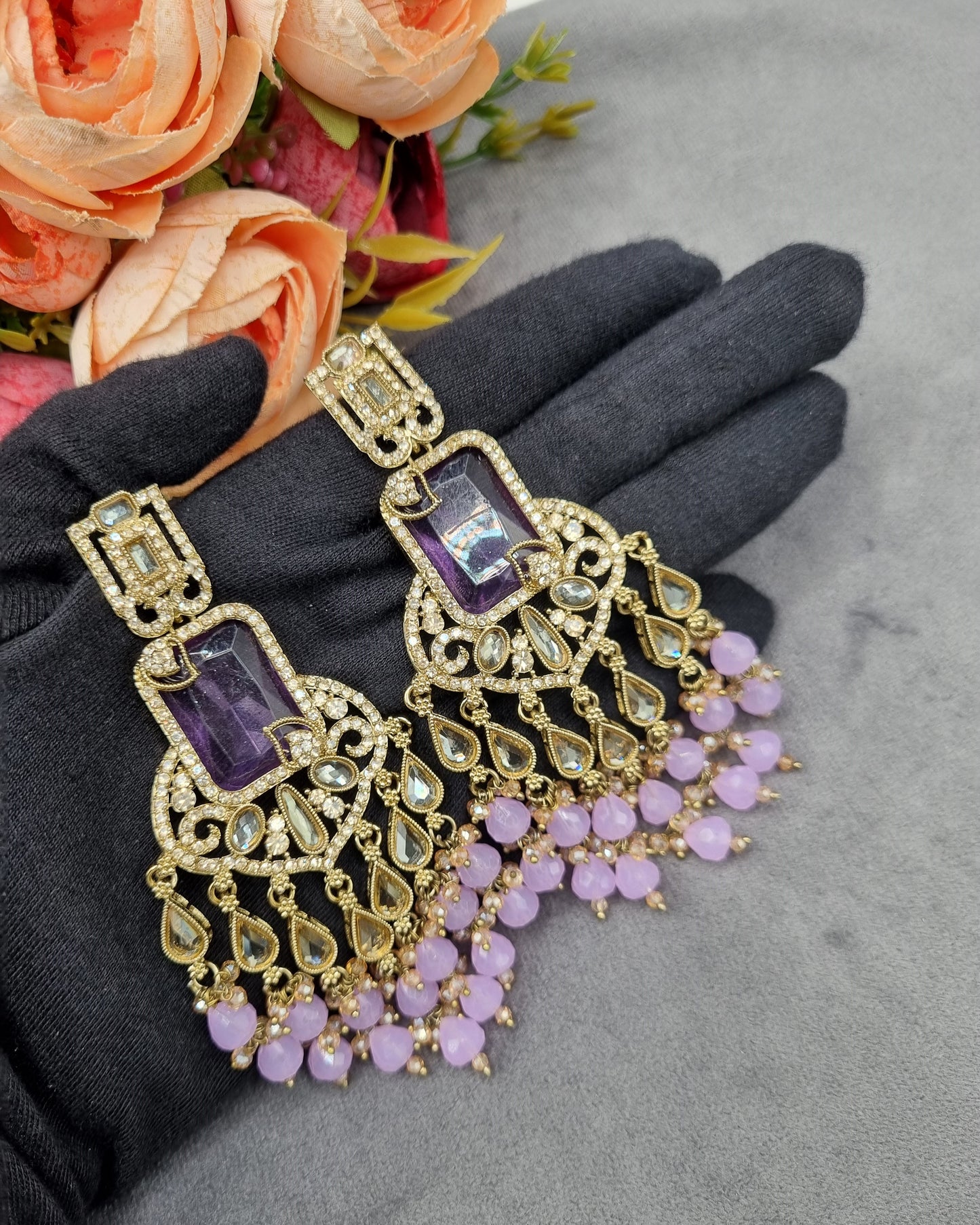 Pearl Fringe Statement Chandelier Earrings