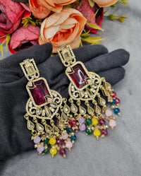 Pearl Fringe Statement Chandelier Earrings