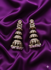 Pastel Pink Multi-Tier Heritage Jhumkas