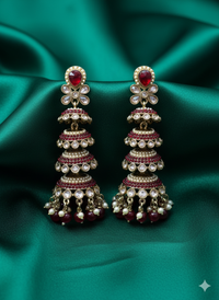 Pastel Pink Multi-Tier Heritage Jhumkas