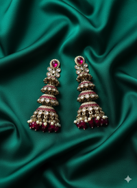 Pastel Pink Multi-Tier Heritage Jhumkas