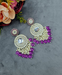Floral Mirror Drop Statement Earrings