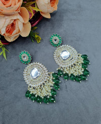 Ethnic Teardrop Mirror Statement Earrings with Beaded Accents