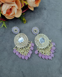 Ethnic Teardrop Mirror Statement Earrings with Beaded Accents