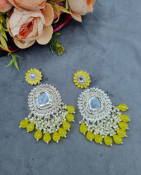 Ethnic Teardrop Mirror Statement Earrings with Beaded Accents
