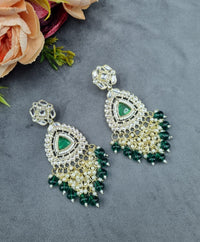 Geometric Stud Drop Earrings with Pearl and Bead Fringe