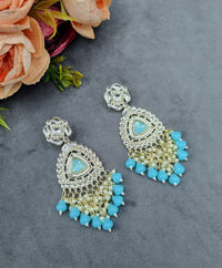Geometric Stud Drop Earrings with Pearl and Bead Fringe