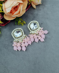 Hexagonal Mirror Ethnic Statement Tops with Teardrop Drops