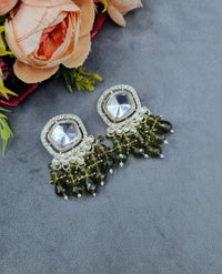 Hexagonal Mirror Ethnic Statement Tops with Teardrop Drops