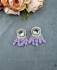 Hexagonal Mirror Ethnic Statement Tops with Teardrop Drops